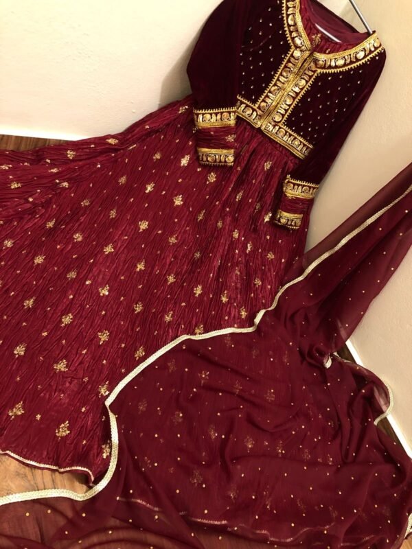 Mother & Daughter Flary Crush Sequins and Tilla Work long Maxi with Velvet Jacket &Chiffon Dupatta. - Image 3