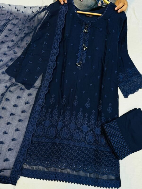 Mother & Daughter 3PC Soft Viscose Embroidered Chikankari Dresses. - Image 3