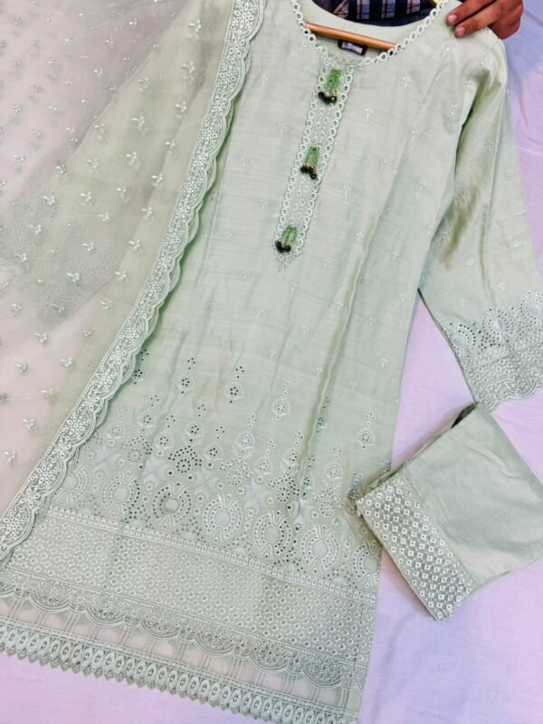 Mother & Daughter 3PC Soft Viscose Embroidered Chikankari Dresses. - Image 6
