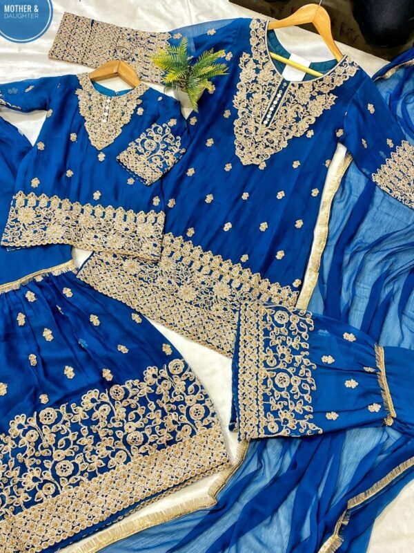 Mother Daughter 3PC Chiffon Gharara Collection. - Image 3
