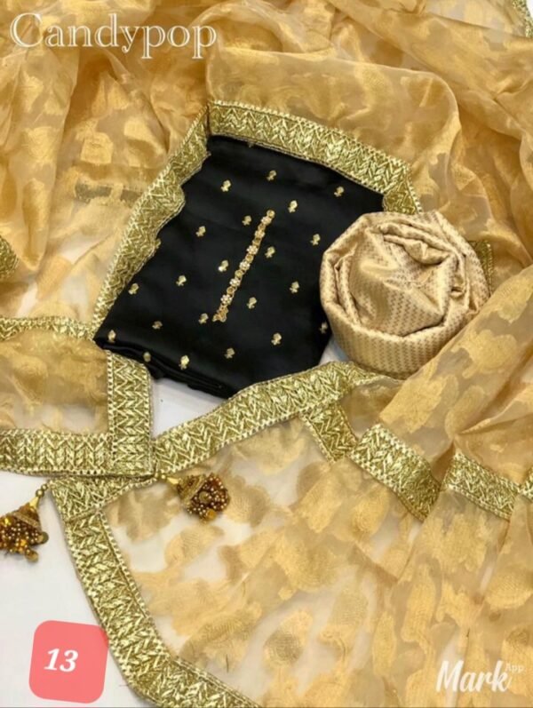 Gota jackquard duppatta with shamoze silk - Image 13