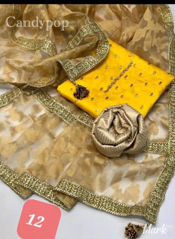 Gota jackquard duppatta with shamoze silk - Image 12