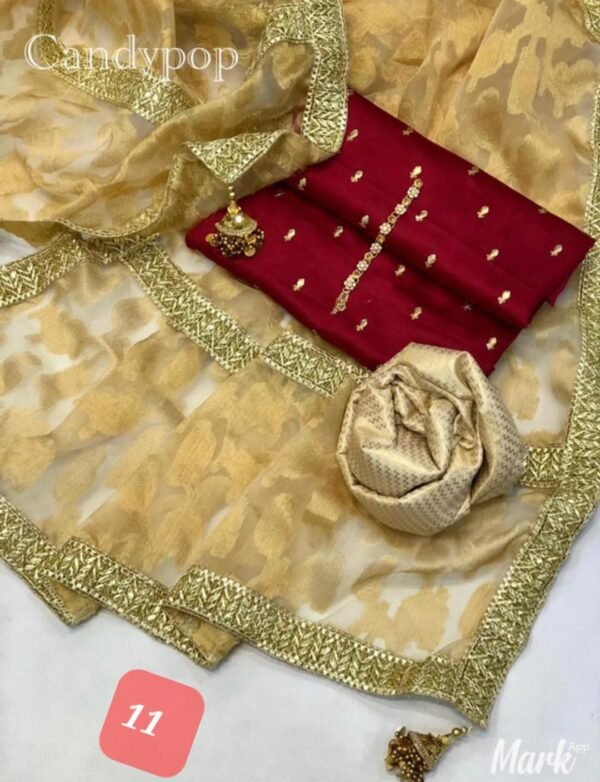 Gota jackquard duppatta with shamoze silk - Image 11