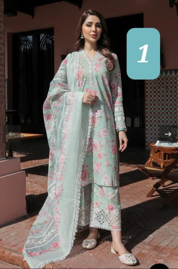 Baroque 3PC Stitched EMBROIDERED LAWN - Image 2