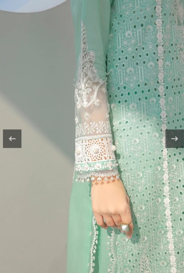 BAROQUE 3PC Stitched EMBROIDERED SCHIFFLI LAWN UF-302 - Image 3