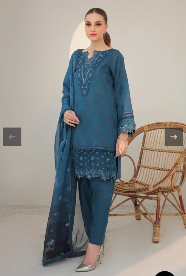 BAROQUE 3PC STITCHED EMBROIDERED JACQUARD LAWN UF-314