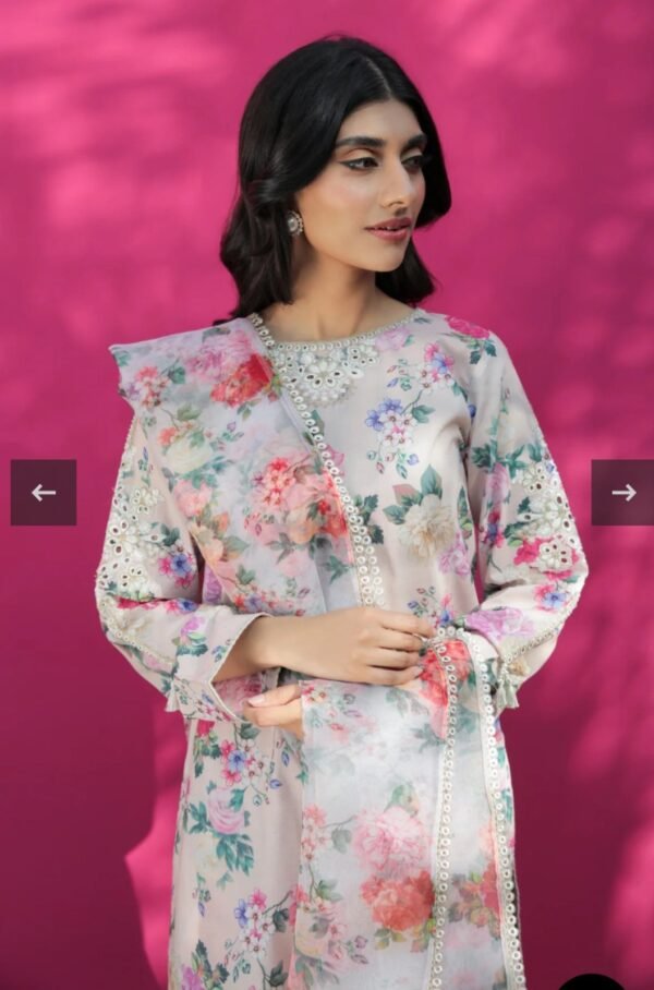 BAROQUE 3PC STITCHED EMBROIDERED/PRINTED LAWN - Image 3