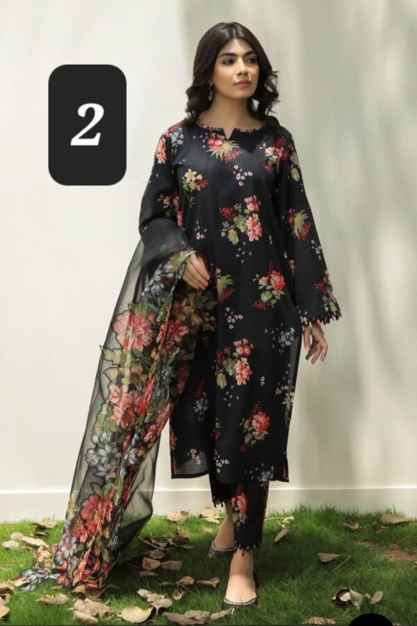 BAROQUE 3PC STITCHED EMBROIDERED/PRINTED LAWN - Image 5