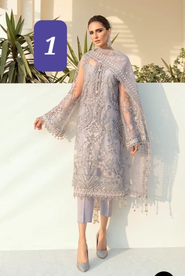 BAROQUE 3PC STITCHED EMBROIDERED NET - Image 2