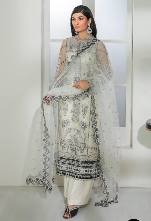 BAROQUE 3PC STITCHED EMBROIDERED NET UF-182