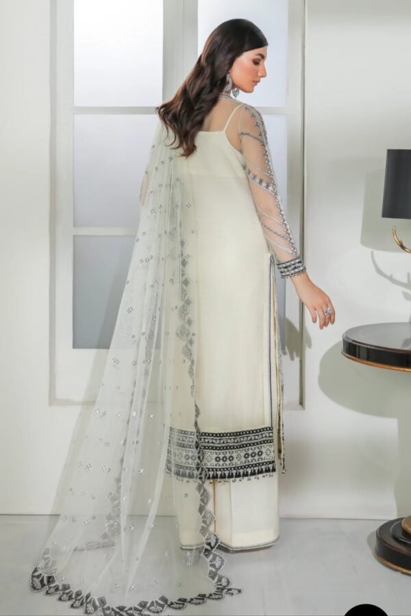 BAROQUE 3PC STITCHED EMBROIDERED NET UF-182 - Image 4