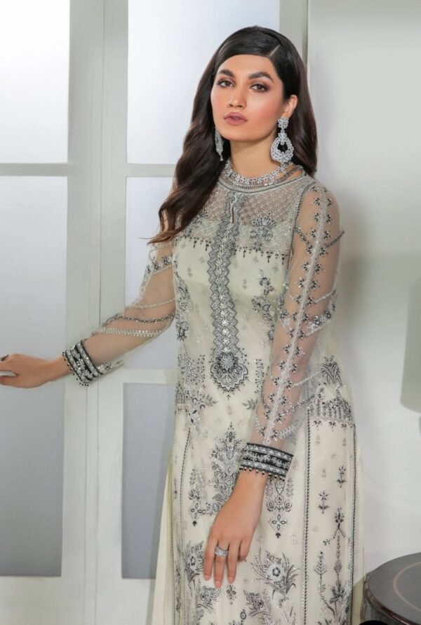 BAROQUE 3PC STITCHED EMBROIDERED NET UF-182 - Image 2