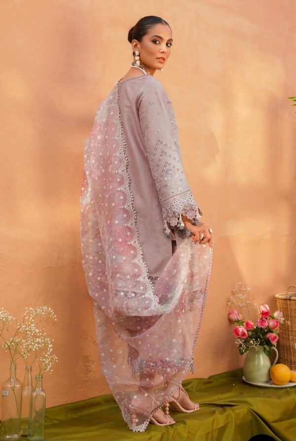 BAROQUE 3PC STITCHED EMBROIDERED JACQUARD LAWN SL10-D01 - Image 4