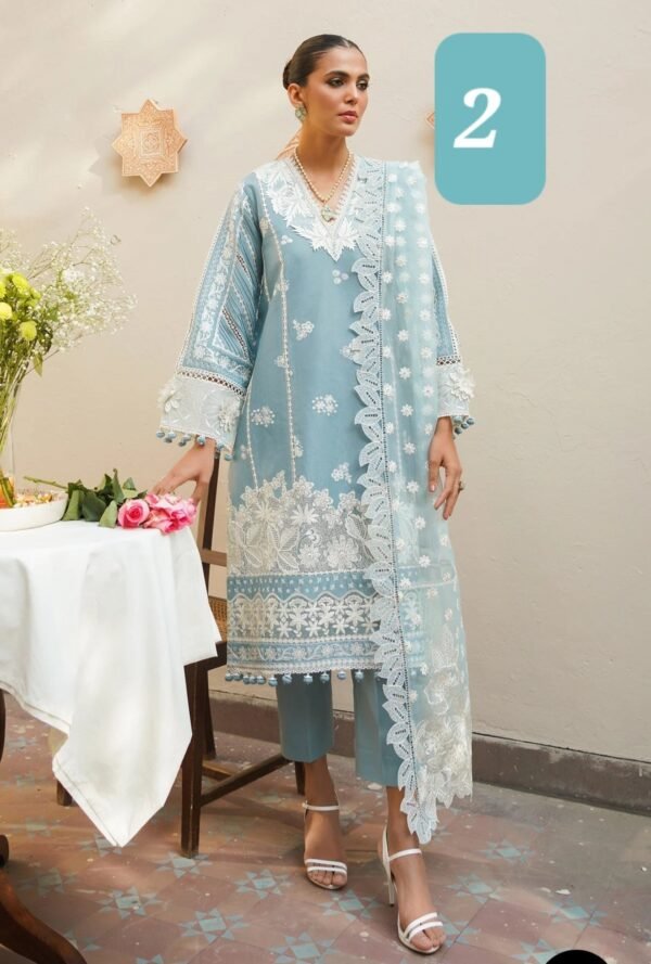 BAROQUE 3PC STITCHED EMBROIDERED JACQUARD LAWN - Image 5