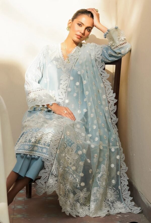 BAROQUE 3PC STITCHED EMBROIDERED JACQUARD LAWN - Image 6