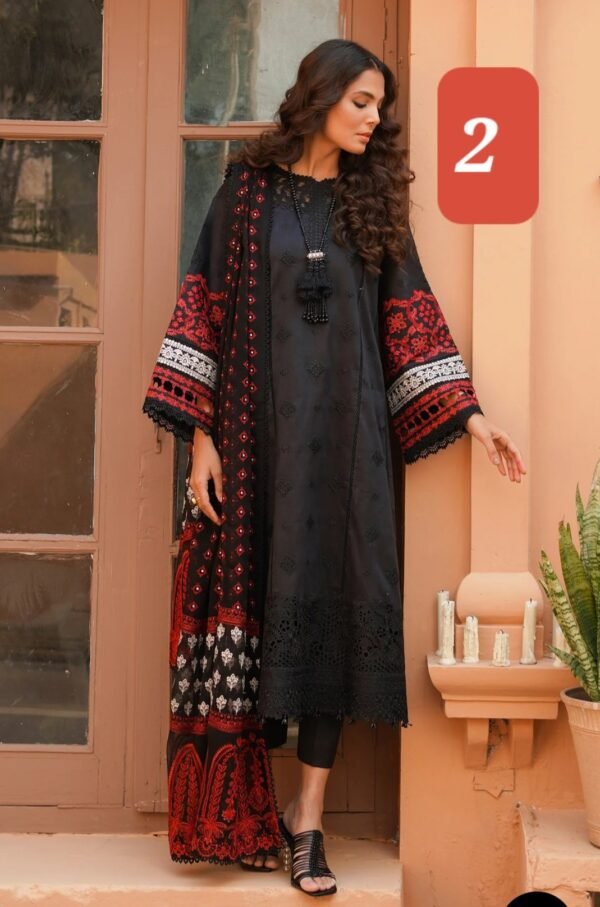 BAROQUE 3PC STITCHED EMBROIDERED JACQUARD LAWN - Image 6