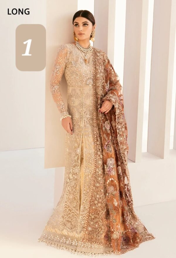 BAROQUE 3PC STITCHED EMBROIDERED NET CH11-03 - Image 2