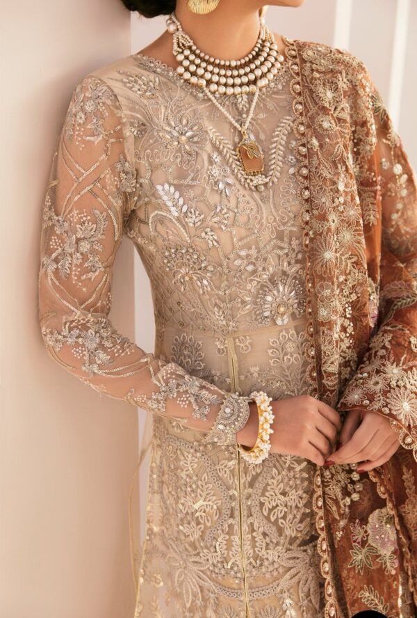 BAROQUE 3PC STITCHED EMBROIDERED NET CH11-03 - Image 3