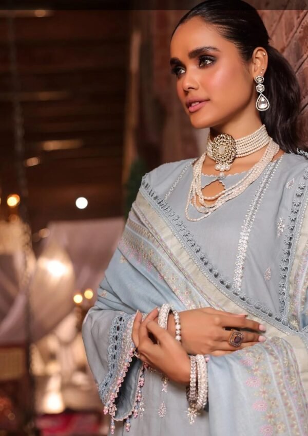 Alkaramstudio 3PC STITCHED Embroidered Lawn Suit With Poly Lawn Dupatta - Image 2