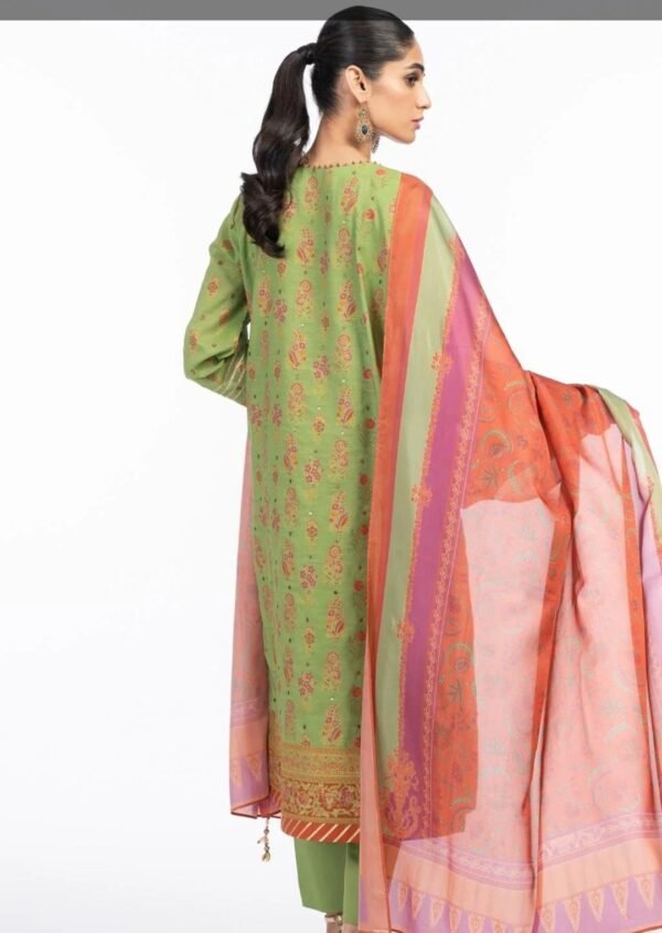 Alkaramstudio Stitched 3 Pc Embroidered Cotton Silk Suit With Silk Dupatta - Image 3