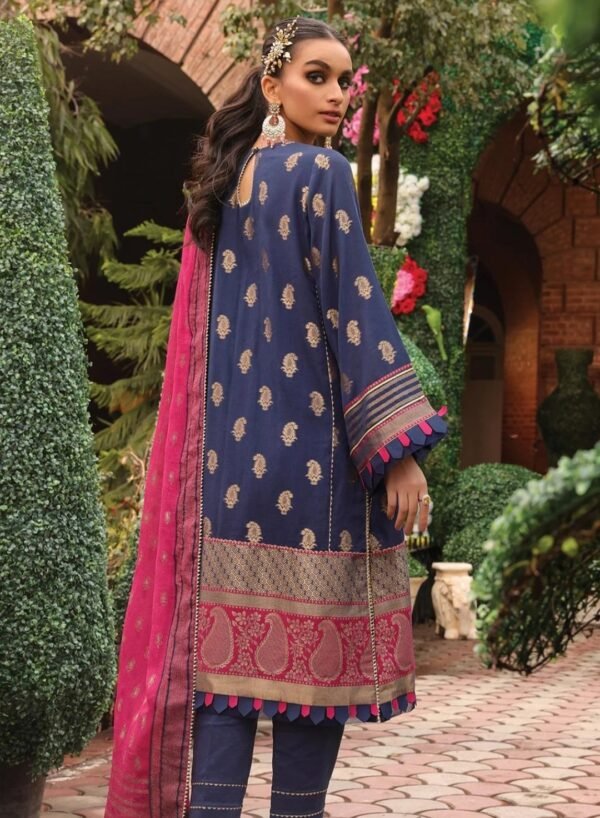 Alkaramstudio Stitched 3 Pc Embroidered Jacquard Suit With Poly Chiffon Dupatta - Image 3