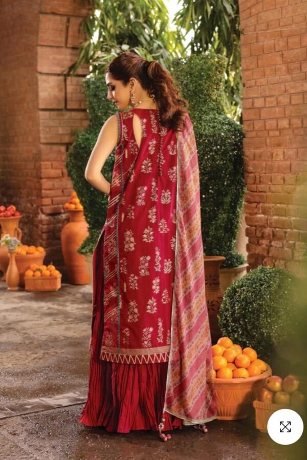 Alkaramstudio Stitched 3 Pc Embroidered Dobby Suit With Organza Net Dupatta - Image 3