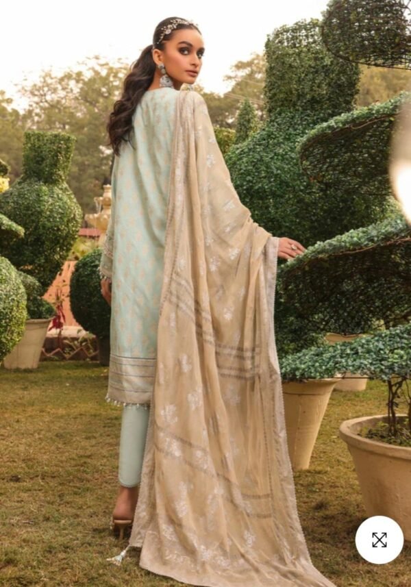 Alkaramstudio Stitched 3 Pc Embroidered Jacquard Suit With Poly Chiffon Dupatta - Image 3