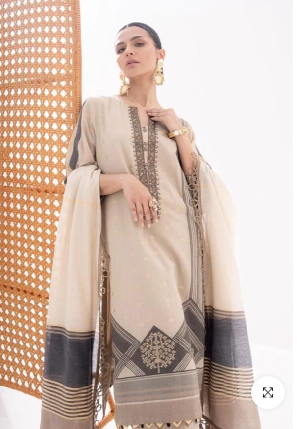 Alkaramstudio Stitched 3 Pc Embroidered Jacquard Suit With Fancy Dupatta - Image 2
