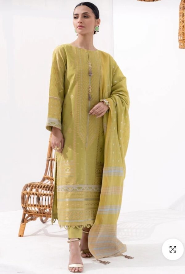 Alkaramstudio Stitched 3 Pc Embroidered Jacquard Suit With Fancy Dupatta
