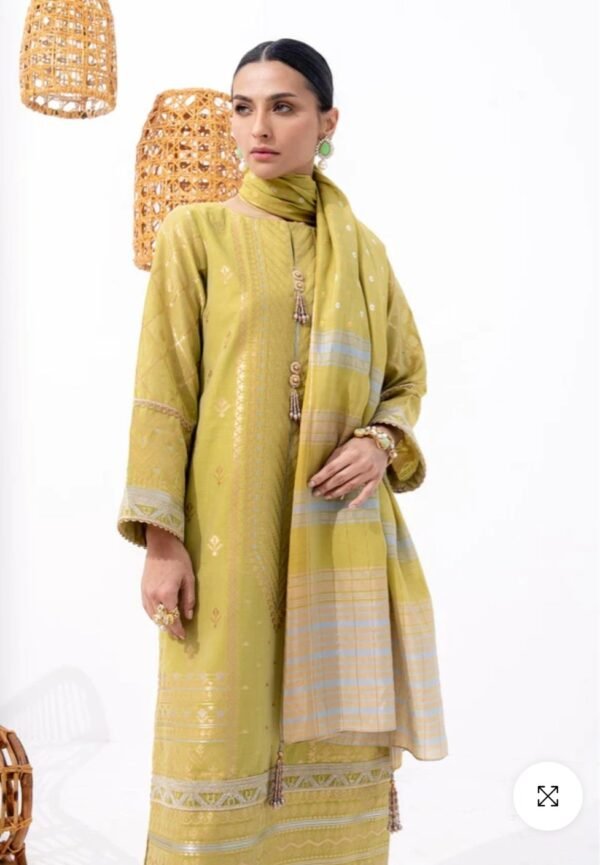 Alkaramstudio Stitched 3 Pc Embroidered Jacquard Suit With Fancy Dupatta - Image 2