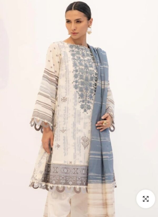 Alkaramstudio Stitched 3 Pc Embroidered Jacquard Suit With Fancy Dupatta - Image 2