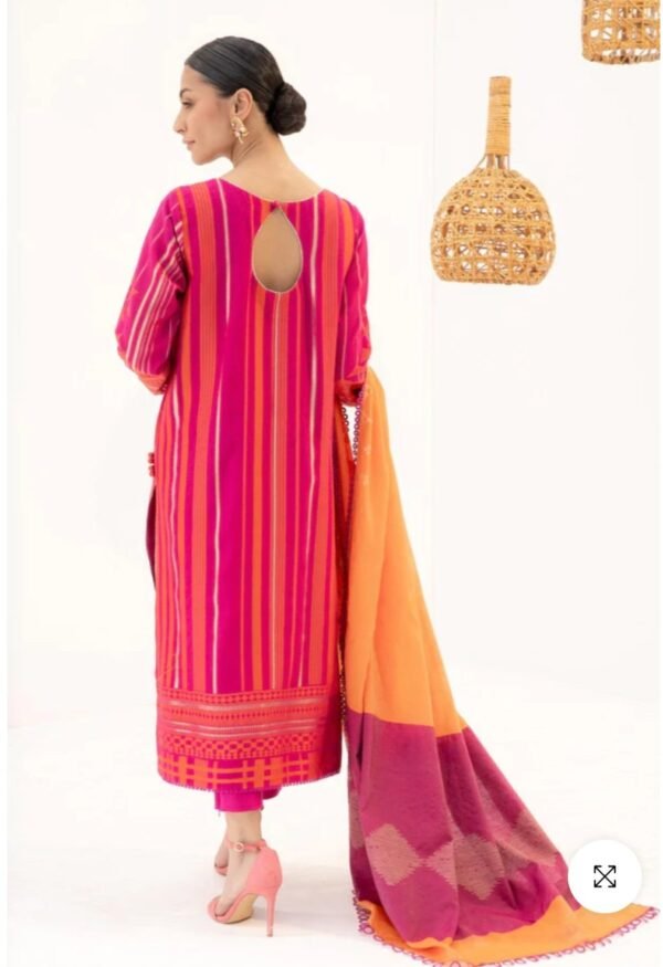 Alkaramstudio Stitched 3 Pc Embroidered Jacquard Suit With Fancy Dupatta - Image 3