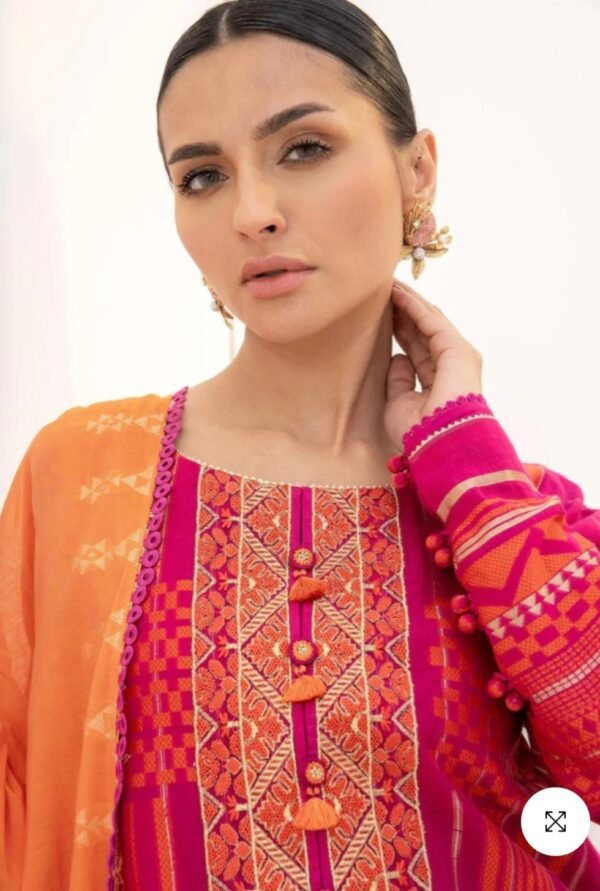 Alkaramstudio Stitched 3 Pc Embroidered Jacquard Suit With Fancy Dupatta - Image 2
