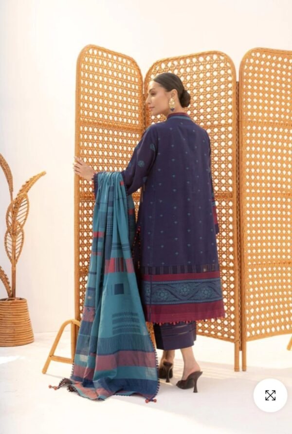 Alkaramstudio Stitched 3 Pc Printed Jacquard Suit With Jacquard Dupatta - Image 3