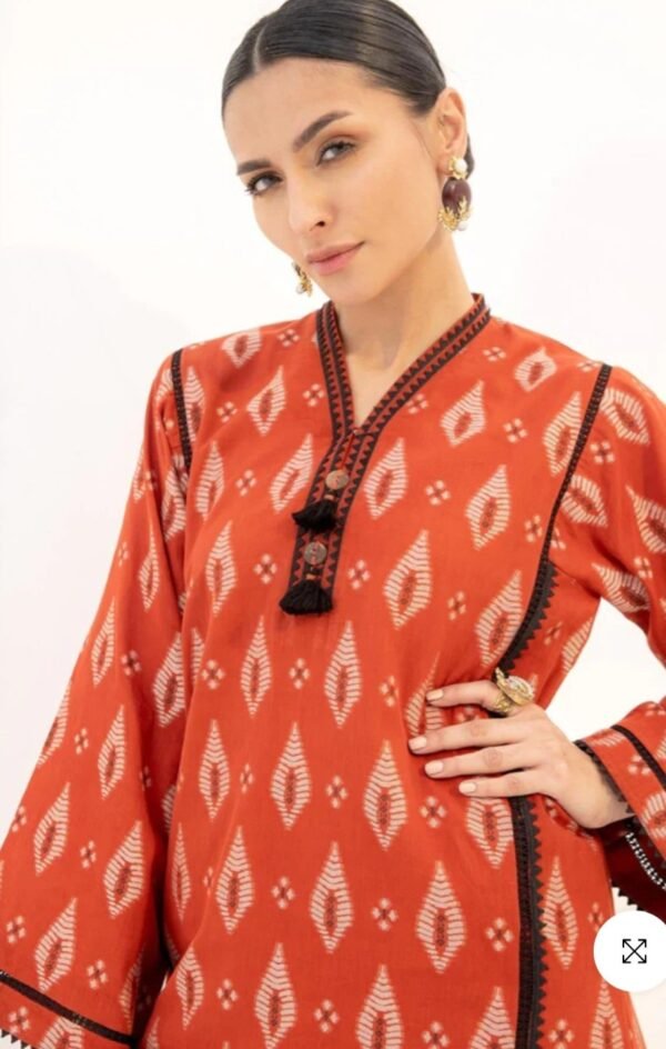 Alkaramstudio Stitched 2 Pc Printed Jacquard Suit With Cambric Trouser - Image 3