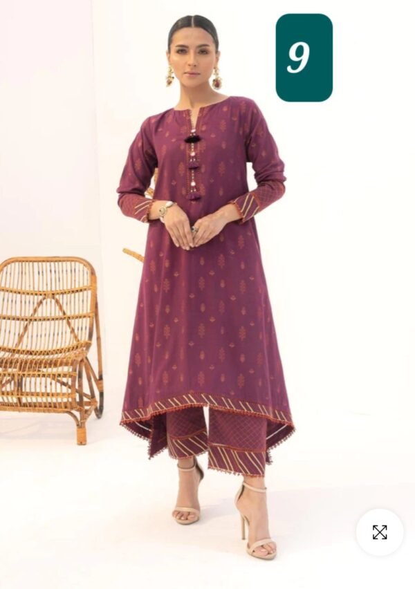 Alkaramstudio Stitched 2 Pc Printed Jacquard Suit With Cambric Trouser - Image 8