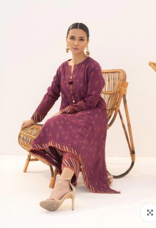 Alkaramstudio Stitched 2 Pc Printed Jacquard Suit With Cambric Trouser - Image 9