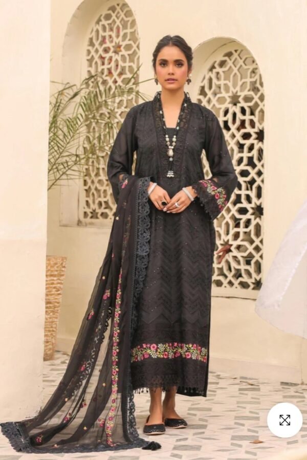 Alkaramstudio Stitched 3 Pc Embroidered Lawn Suit With Chiffon Dyed Dupatta