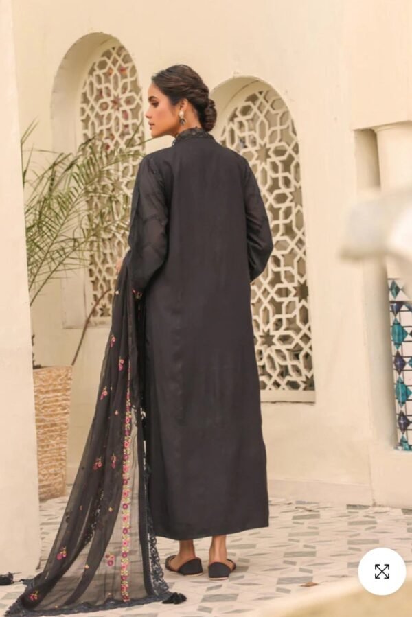 Alkaramstudio Stitched 3 Pc Embroidered Lawn Suit With Chiffon Dyed Dupatta - Image 3