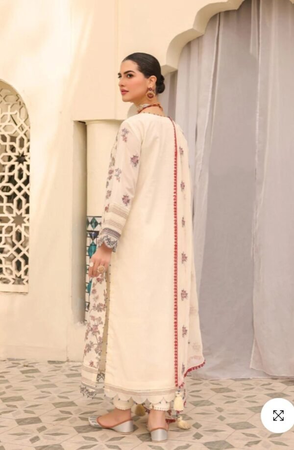 Alkaramstudio Stitched 3 Pc Embroidered Lawn Suit With Chiffon Dyed Dupatta - Image 3