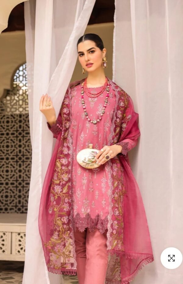 Alkaramstudio Stitched 3 Pc Embroidered Lawn Suit With Organza Dupatta