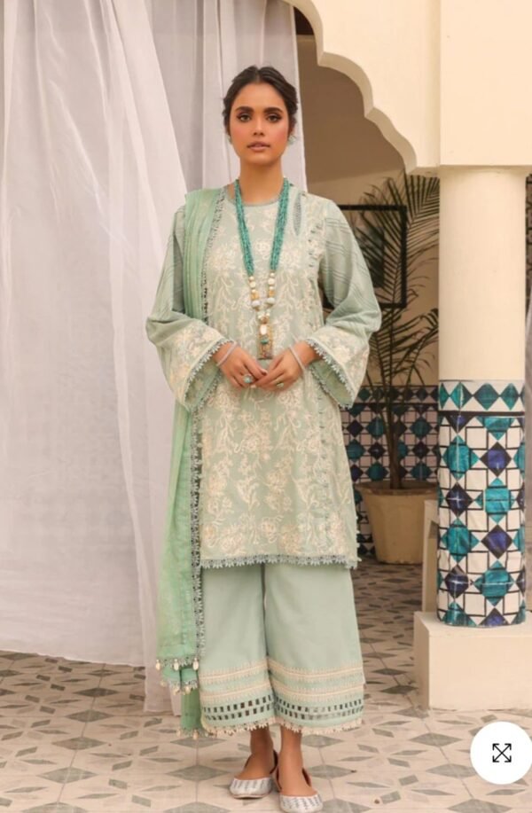 Alkaramstudio Stitched 3 Pc Embroidered Lawn Suit With Poly Chiffon Dupatta