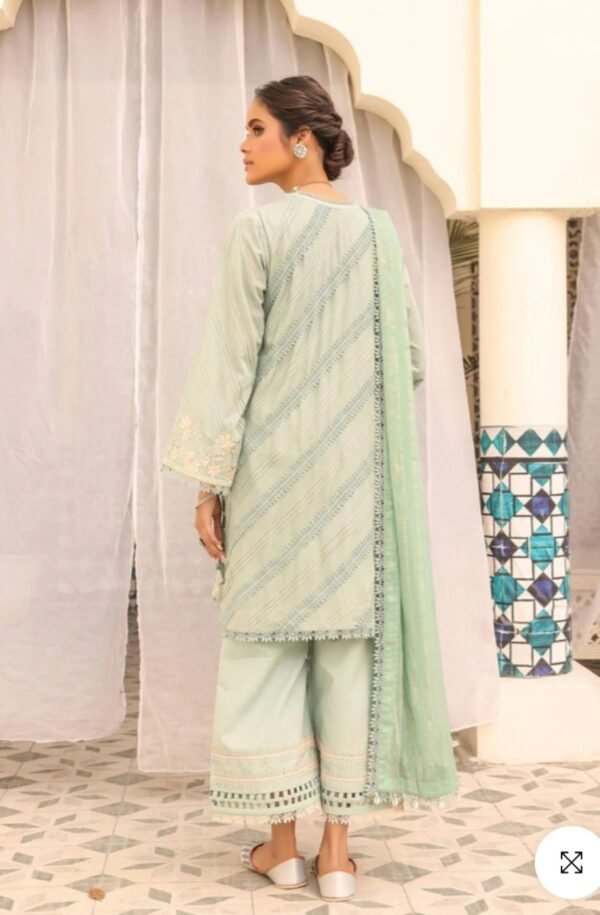 Alkaramstudio Stitched 3 Pc Embroidered Lawn Suit With Poly Chiffon Dupatta - Image 3
