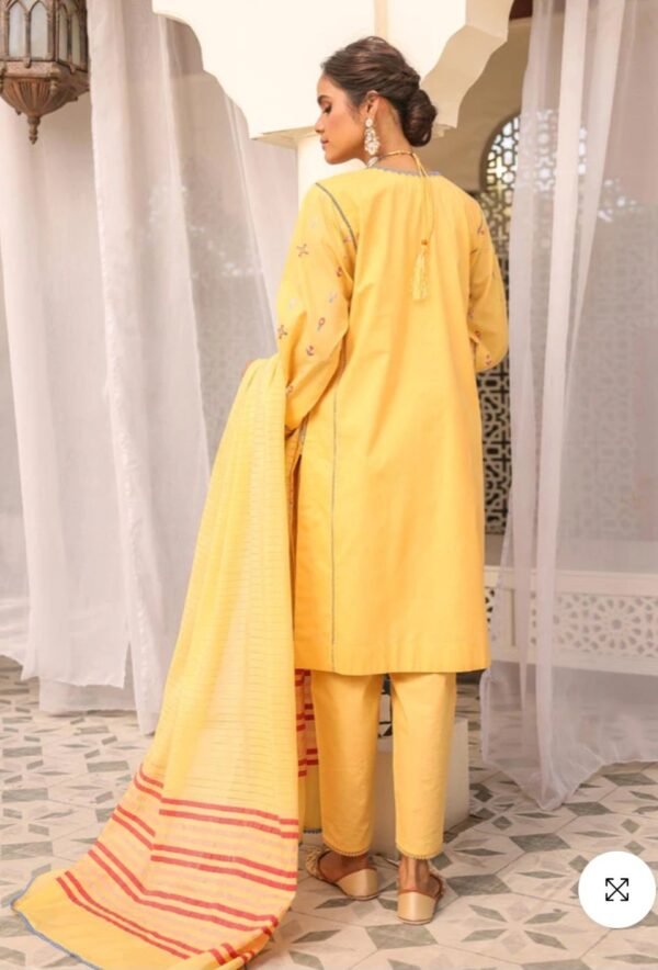 Alkaramstudio Stitched 3 Pc Embroidered Lawn Suit With Jacquard Dupatta - Image 3