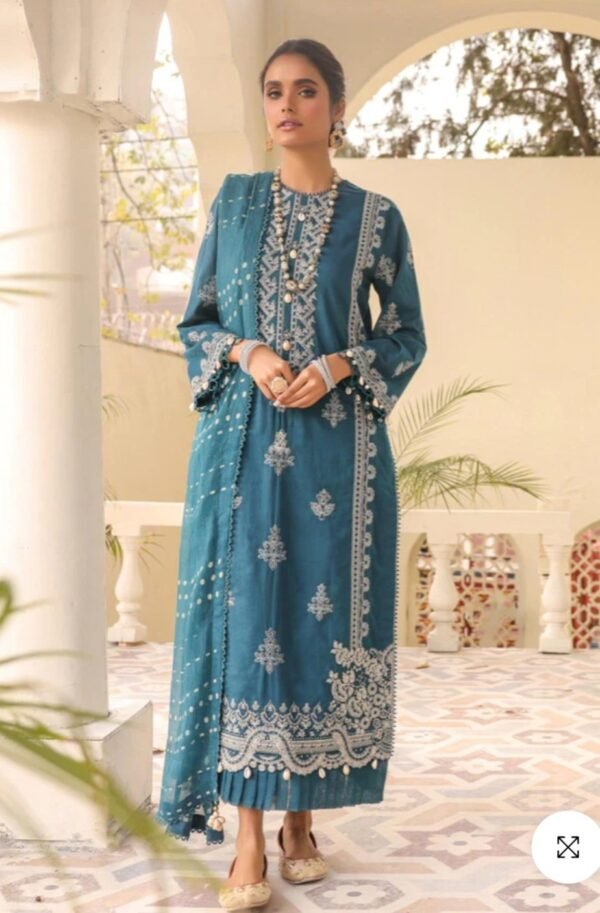 Alkaramstudio Stitched 3 Pc Embroidered Lawn Suit With Poly Chiffon Dupatta