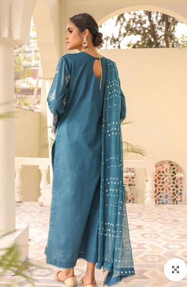 Alkaramstudio Stitched 3 Pc Embroidered Lawn Suit With Poly Chiffon Dupatta - Image 3