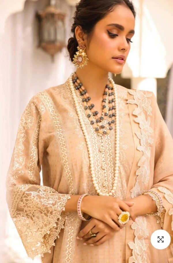 Alkaramstudio Stitched 3 Pc Embroidered Jacquard Suit With Poly Chiffon Dupatta - Image 2