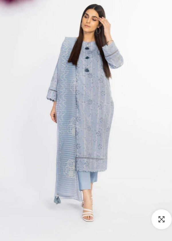 Alkaramstudio Stitched 3 Pc Embroidered Lawn Suit With Organza Dupatta
