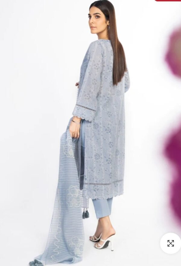 Alkaramstudio Stitched 3 Pc Embroidered Lawn Suit With Organza Dupatta - Image 3