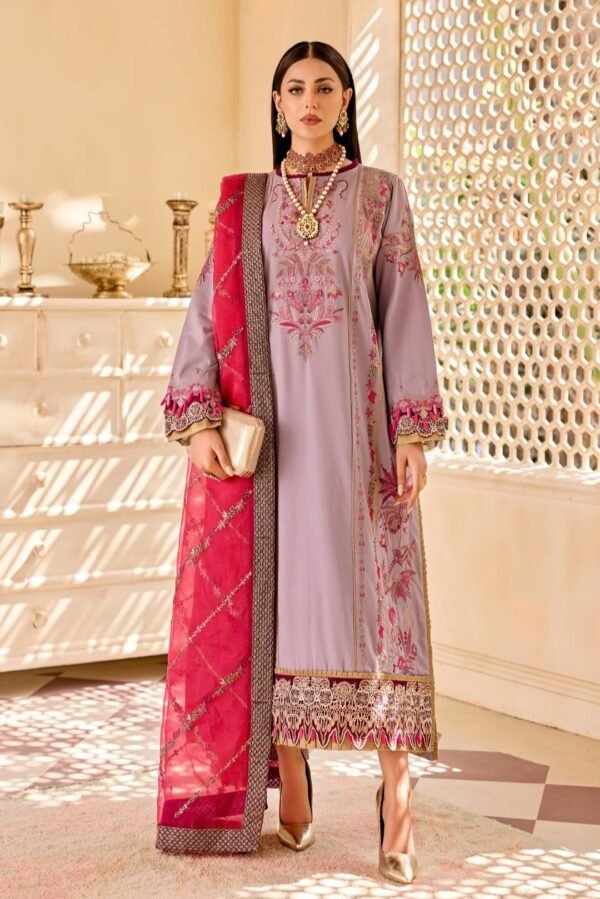 MNM Stitched Luxury Lawn - Shale (MLFD-090)
